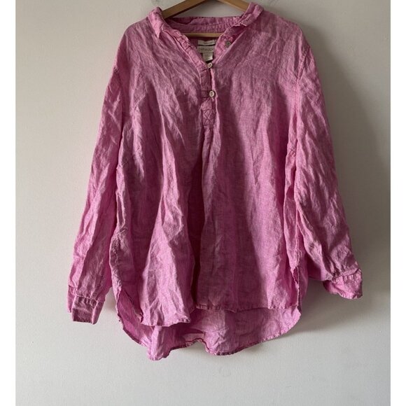 Cynthia Rowley 100% LINEN Plus Size 3X Pink Tunic Top  Feminine Resort Travel - Picture 5 of 15